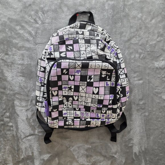 Unbranded Other - Women's Purple White‎ Black Checkered Lightweight Casual Backpack for Hiking